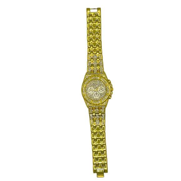Fashion Gold Tone Rhinestone Analog Watch - Picture 2 of 13